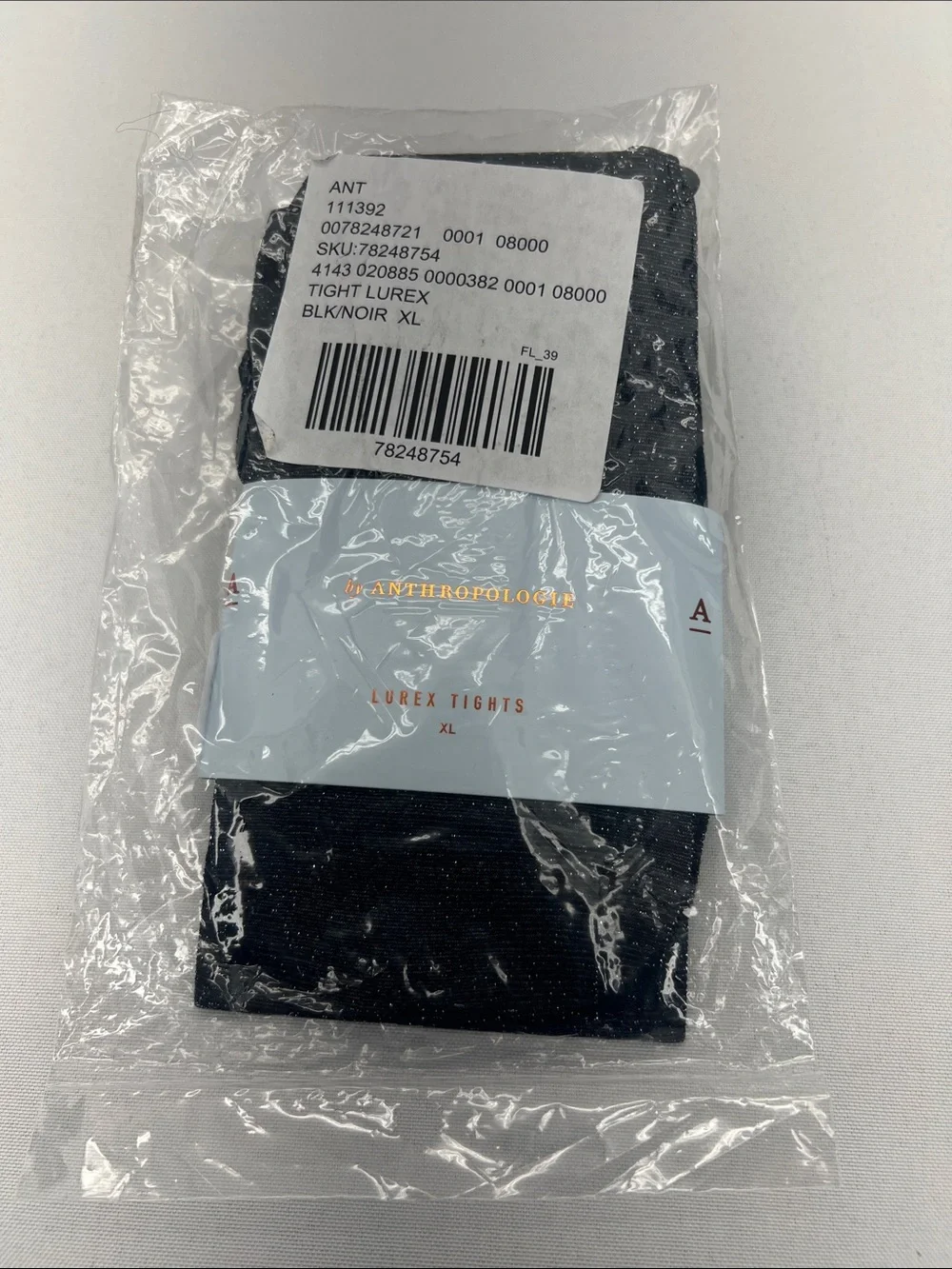 Anthropologie NWT,s Black Size XL Lurex Shimmer Tights Sparkly Metallic